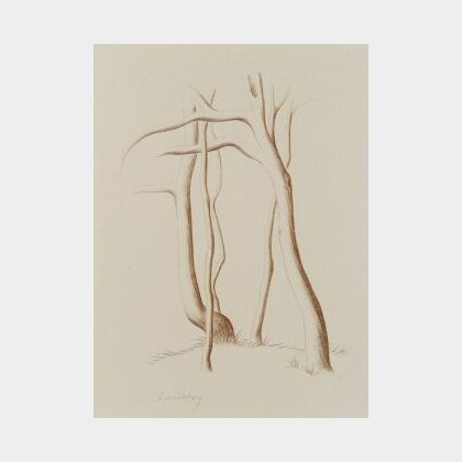 Helen Lundeberg (American, 1908-1999) Arabesque/A Tree Study.
