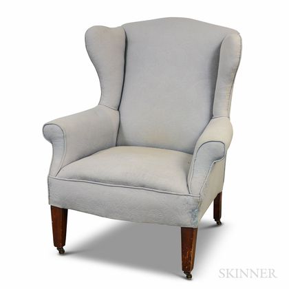 Federal-style Upholstered Mahogany Wing Chair