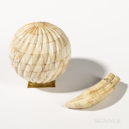 Whale's Tooth Sphere and Small Scrimshaw Tooth