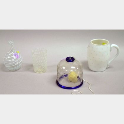Four Victorian Glass Table Items