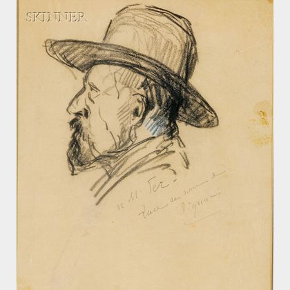 Paul Signac (French, 1863-1935) Lot of Two Profile Portraits, Including Maximilian Luce