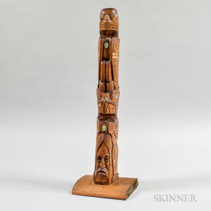 Contemporary Northwest Coast Carved Wood Totem Pole
