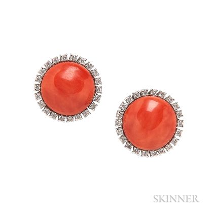 18kt White Gold and Coral Earrings