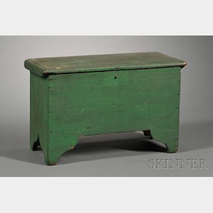 Small Green-painted Six-Board Pine Chest