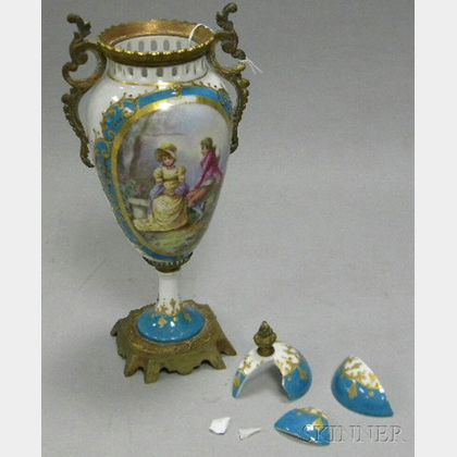Sevres-style Gilt-bronze-mounted Porcelain Vase and Cover