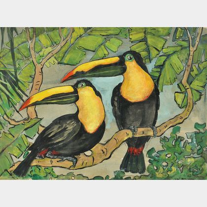 Jane Peterson (American, 1876-1965) Twin Macaws