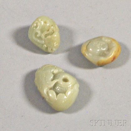 Three Pebble-shape Jade Carvings