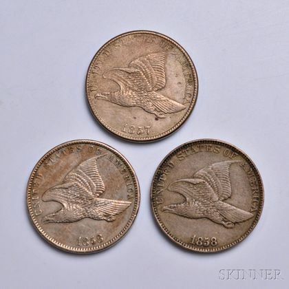 Three Flying Eagle Cents