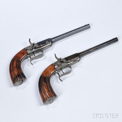 Pair of Continental Single-shot Pistols