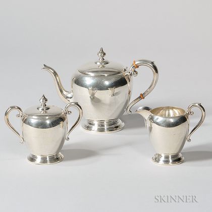 Three-piece Preisner Sterling Silver Tea Set