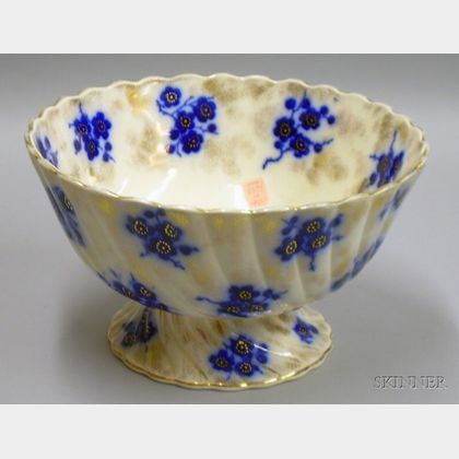 S. Hancock Flow Blue Footed Punch Bowl
