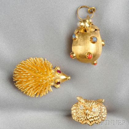 Three Figural Jewelry Items