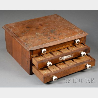 Three-Drawer Walnut Fowler's Patent Material Case