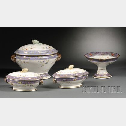 Four Hand-painted Union Porcelain Serving Dishes