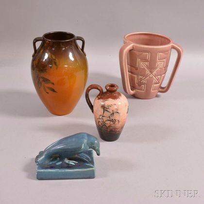 Three Rookwood Pottery Items and a Rockwood Pottery Vase