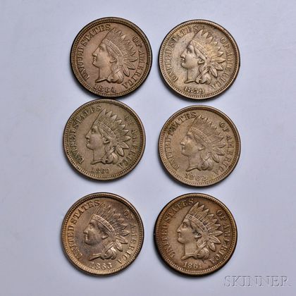 Six Indian Head Copper-Nickel Cents