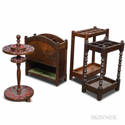 Four 19th and 20th Century Wood Cane Stands. Estimate $100-150
