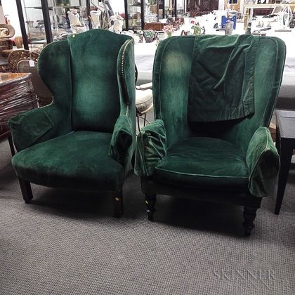 Two Upholstered Mahogany Easy Chairs