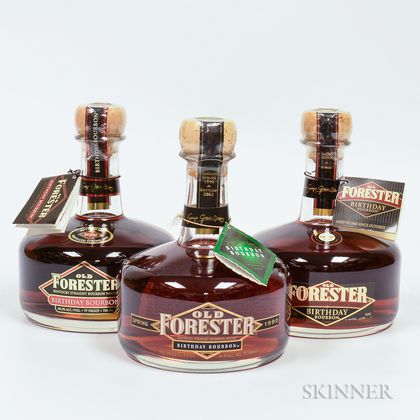 Mixed Old Forester Birthday Bourbon, 3 750ml bottles 