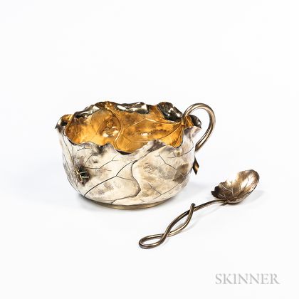 George Shiebler Sterling Silver-gilt Child's Bowl and Spoon