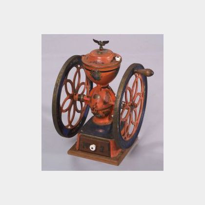 Painted Cast Iron and Wood Country Store Coffee Mill