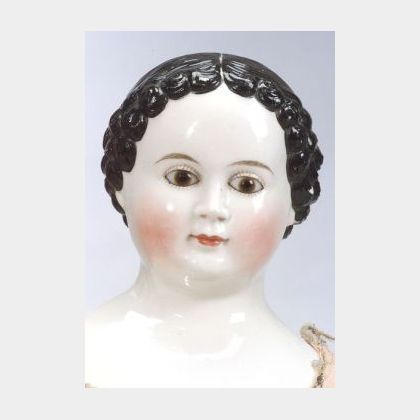 Large Glass-eyed China Shoulder Head Doll