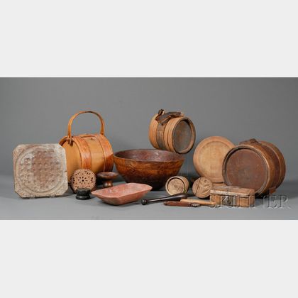 Seventeen Assorted Early Wooden Items