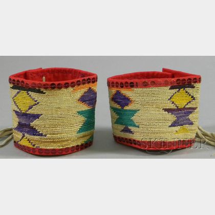 Pair of Native American Plateau Corn Husk Armbands.