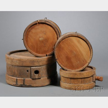 Four Wooden Coopered Canteens