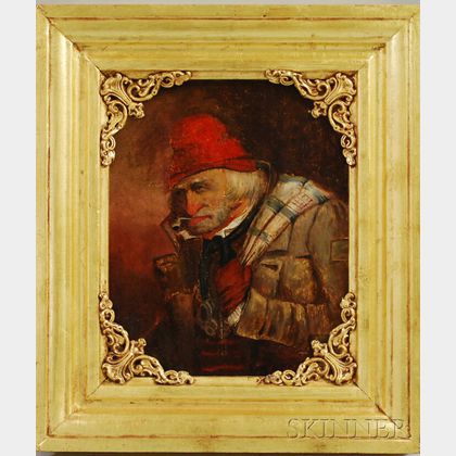 Continental School, 19th/20th Century Portrait of a Man with a Red Hat