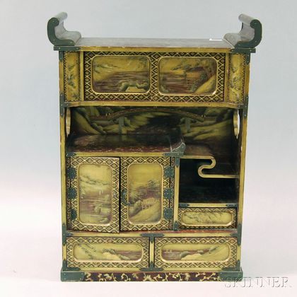 Gilt-decorated Red and Black Lacquer Valuables Cabinet