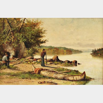 Edward Burrill (American, 1835-1913) Sportsmen on a Maine River