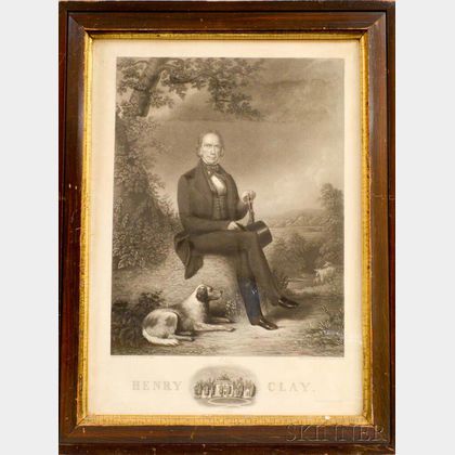 Framed Coats & Cosine Lithograph of Henry Clay