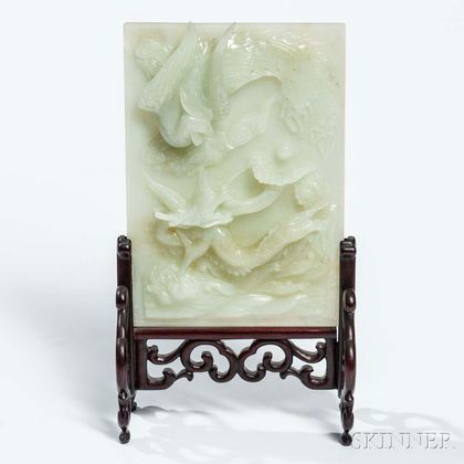 Carved Hardstone Table Screen