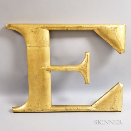 Large Carved and Gilded Letter "E,"