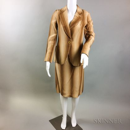 Bill Blass Brown Ombre Striped Suit
