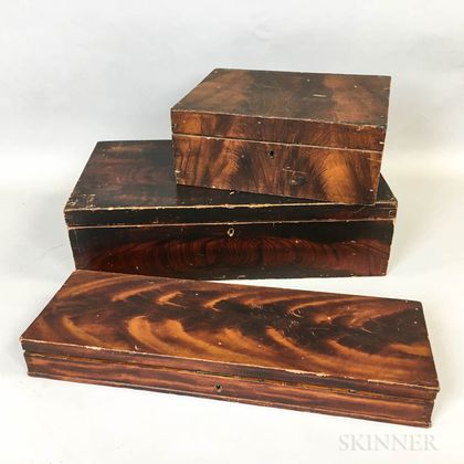 Three Grain-painted Wood Boxes