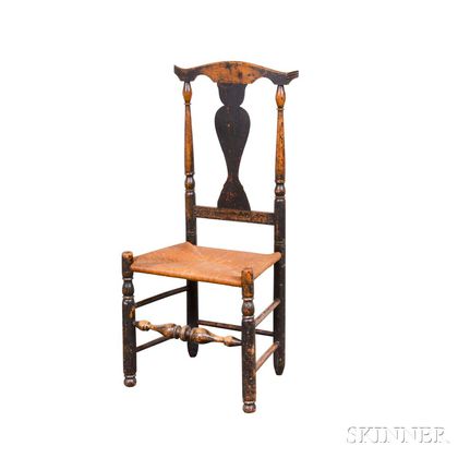 Queen Anne Black-painted Maple Side Chair