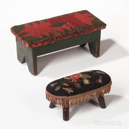 Two Painted and Upholstered Footstools