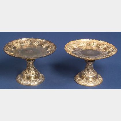 Pair of Victorian Elkington & Co. Gold-washed Electroplate Tazzae