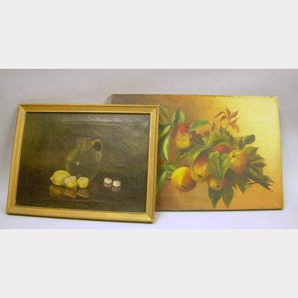 Two 19th/Early 20th Century American School Oil on Canvas Still Lifes