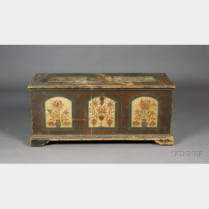 Paint-decorated Pine Dower Chest