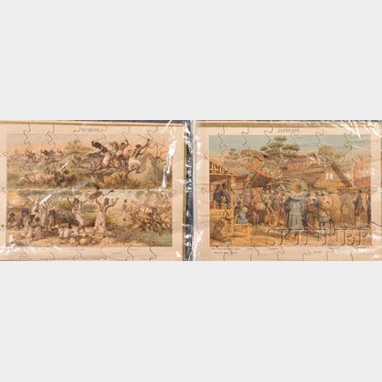 Set of Lithographed Paper-on-Wood Jigsaw Puzzles