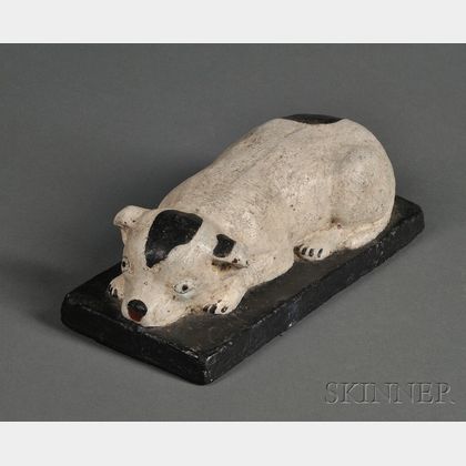 Painted Cast Iron Spotted Dog Doorstop