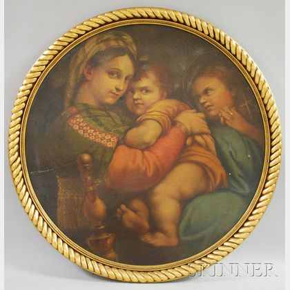 20th Century Oil on Panel Portrait of the Madonna della Sedia
