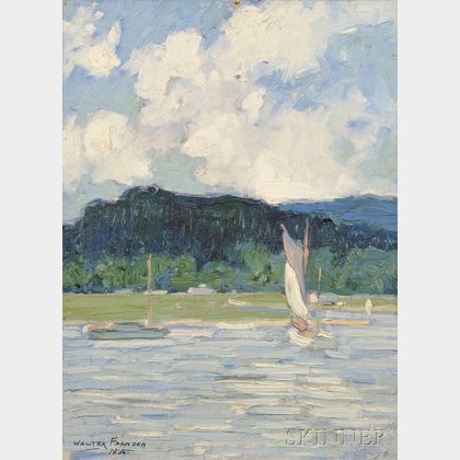 Walter Farndon (American, 1876-1964) Coastal Scene with Sailboats