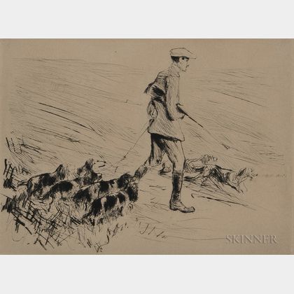 Max Liebermann (German, 1847-1935) Jäger mit Hunden