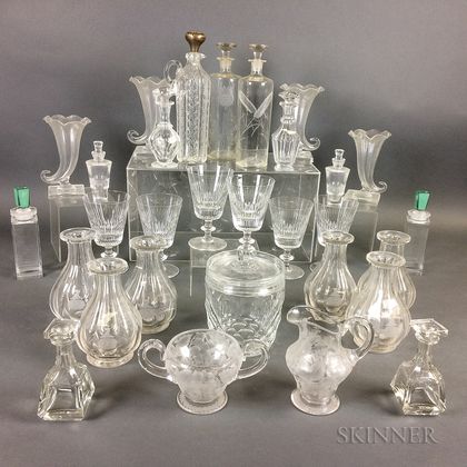 Thirty Pieces of Colorless Glass Tableware