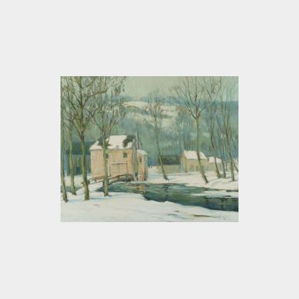 Walter Koeniger (German/American, 1881-1943) Woodland Cottages, Winter