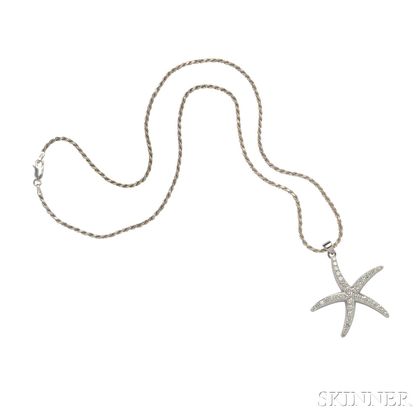 14kt White Gold and Diamond Starfish Pendant